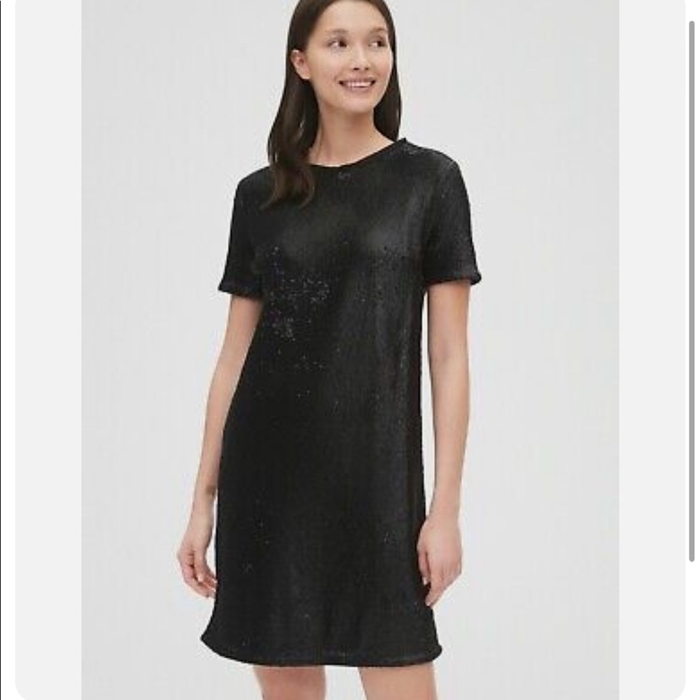Gap Sequins tee dress true black size 4P